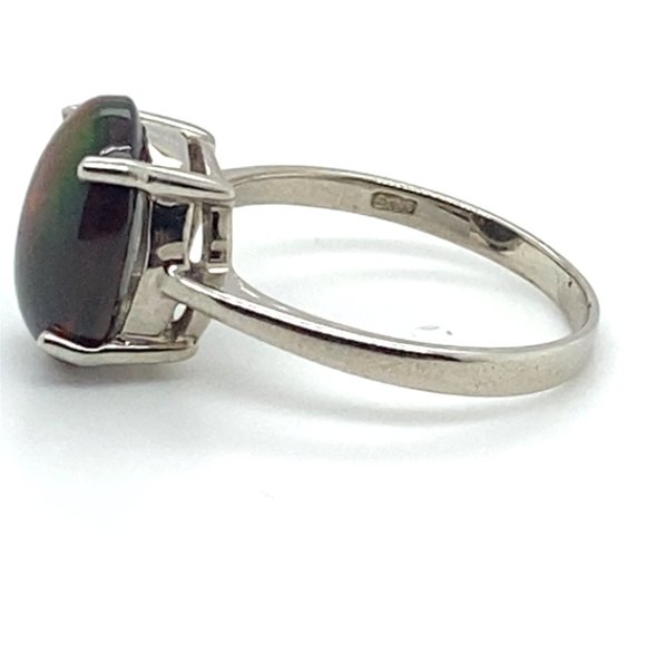Black Opal 4.10ct Platinum Finish Silver Ring - Picture 6 of 6